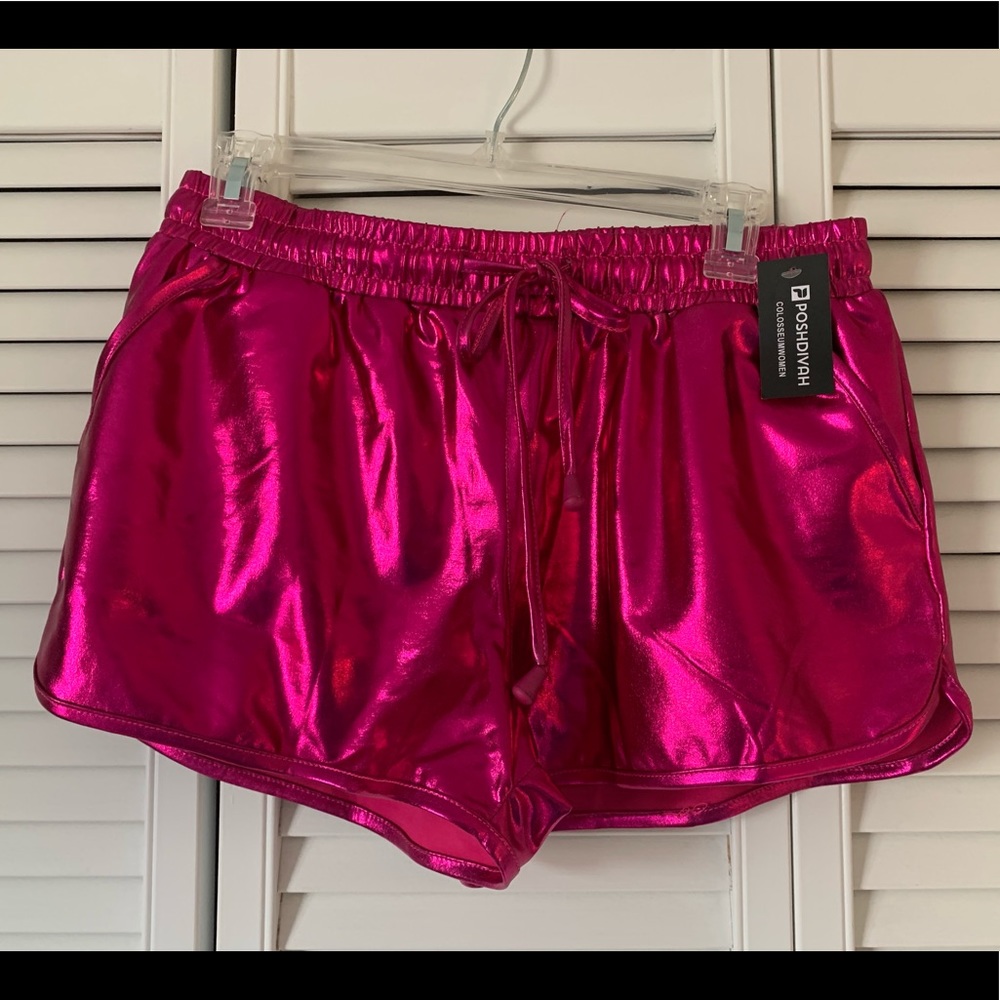 Hot pink metallic short